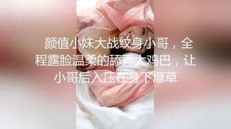   颜值小妹大战纹身小哥，全程露脸温柔的舔弄大鸡巴，让小哥后入压在身下爆草